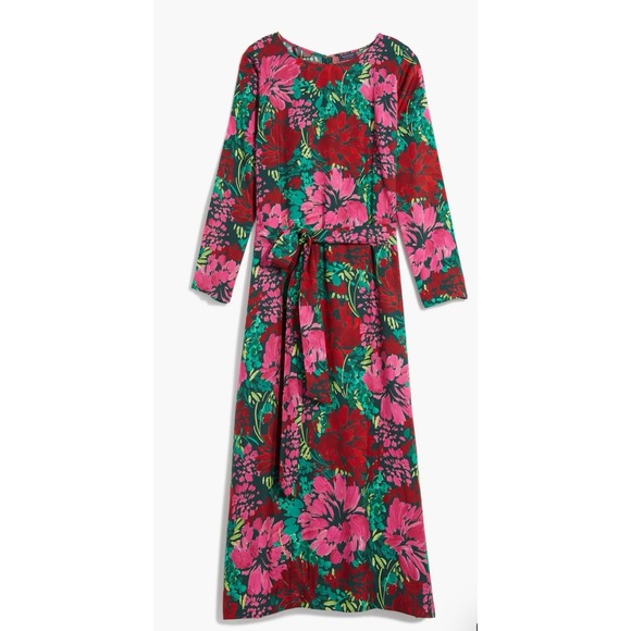 NEW Vineyard Vines Long Sleeve Colorful Floral Silk Twill Maxi Dress S MSRP $348 - Picture 1 of 9